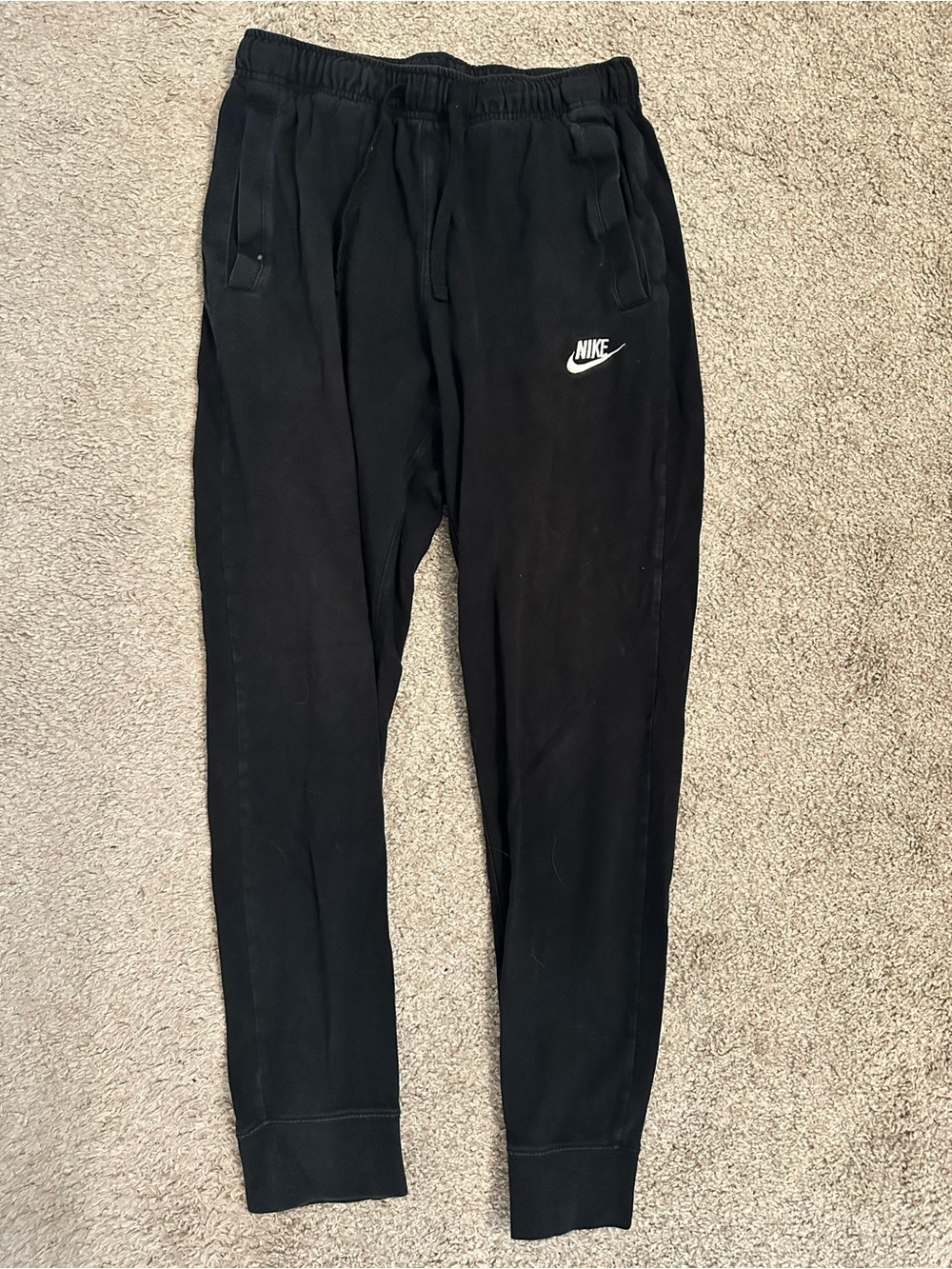 Nike Black Jogger Sweatpants with White Swoosh